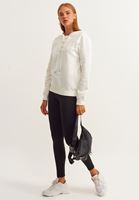 Bayan Krem Lace-Up Yaka Sweatshirt