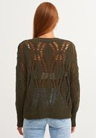 Bayan Yeşil Ajurlu Bohem Triko