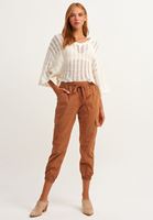 Bayan Krem V-Neck Bohem Triko