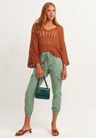Bayan Kiremit V-Neck Bohem Triko