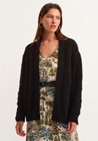 Bayan Siyah Oversize Örgü Triko Hırka