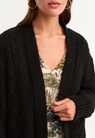 Bayan Siyah Oversize Örgü Triko Hırka