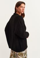 Bayan Siyah Oversize Örgü Triko Hırka