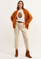 Bayan Turuncu Oversize Örgü Triko Hırka