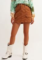 Bayan Kahverengi A-Line Cepli Mini Etek