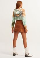 Bayan Kahverengi A-Line Cepli Mini Etek