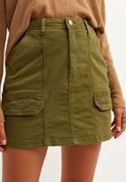 Bayan Yeşil A-Line Cepli Mini Etek