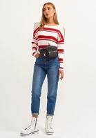 Bayan Beyaz Fermuarlı Vegan Deri Postal