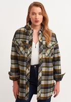 Bayan Çok Renkli Oversize Ekose Gömlek Ceket