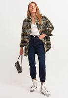 Bayan Çok Renkli Oversize Ekose Gömlek Ceket