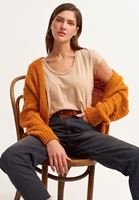 Women Beige Cotton U-neck T-shirt