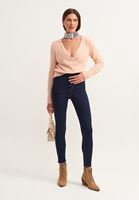 Bayan Pembe Kruvaze Crop Triko 