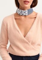 Bayan Pembe Kruvaze Crop Triko 