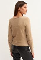 Bayan Bej Kruvaze Crop Triko 