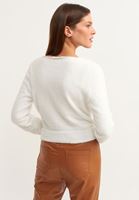 Bayan Krem Kruvaze Crop Triko 