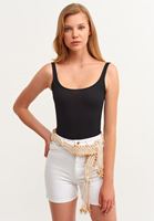 Bayan Siyah U Yaka Tank Top