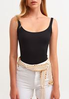 Bayan Siyah U Yaka Tank Top