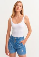 Bayan Beyaz U Yaka Tank Top