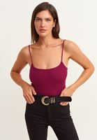 Bayan Vişne Çürüğü Casual Kare Yaka Atlet