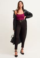 Bayan Vişne Çürüğü Casual Kare Yaka Atlet