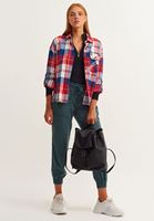 Bayan Siyah Fermuarlı Yaka Casual Top