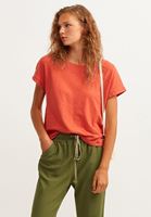 Bayan Kırmızı Doğal Dokunuş Keten Tişört