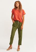 Bayan Kırmızı Doğal Dokunuş Keten Tişört