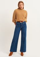 Bayan Mavi Wide-Leg Denim Pantolon