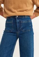 Bayan Mavi Wide-Leg Denim Pantolon