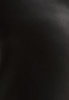 Bayan Siyah Vegan Deri Midi Elbise