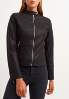 Bayan Siyah Vegan Biker Ceket