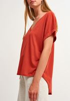 Bayan Kırmızı Nature Friendly Oversize Tişört ( MODAL )