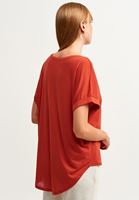 Bayan Kırmızı Nature Friendly Oversize Tişört ( MODAL )