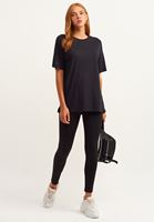 Bayan Siyah Yumuşak Dokulu Boyfriend Tişört ( MODAL )