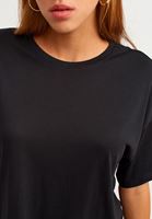 Bayan Siyah Yumuşak Dokulu Boyfriend Tişört ( MODAL )