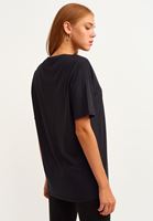 Bayan Siyah Yumuşak Dokulu Boyfriend Tişört ( MODAL )