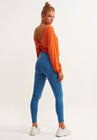 Bayan Mavi Ekstra Yumuşak Dokulu Toparlayıcı Tayt