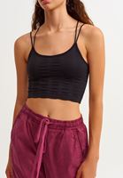 Bayan Siyah Jakarlı Dikişsiz Crop Top