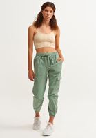 Bayan Bej Jakarlı Dikişsiz Crop Top