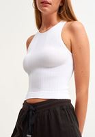 Bayan Beyaz Dikişsiz Halter Yaka Tank Top