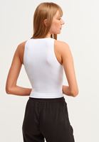Bayan Beyaz Dikişsiz Halter Yaka Tank Top