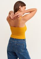 Bayan Sarı Dikişsiz Crop Top