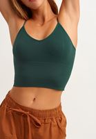 Bayan Yeşil Dikişsiz Crop Top