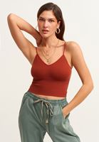 Bayan Kiremit Dikişsiz Crop Top