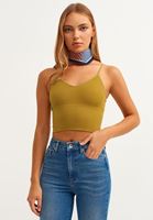 Bayan Yeşil Dikişsiz Crop Top