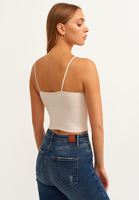 Bayan Bej Dikişsiz Crop Top