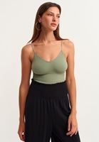 Bayan Yeşil Dikişsiz Crop Top