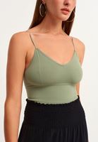Bayan Yeşil Dikişsiz Crop Top