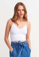 Bayan Beyaz Dikişsiz Crop Top