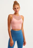 Bayan Pembe Ekstra Esnek ve Dikişsiz Crop Top